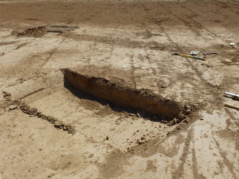 Coupe diamétrale d'un silo à la pelleteuse. Une analyse plus fine sera faite à la